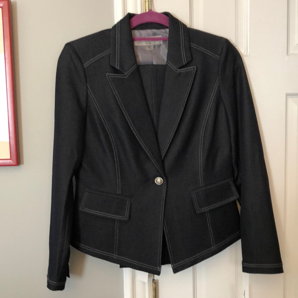 Tahari denim blue suit